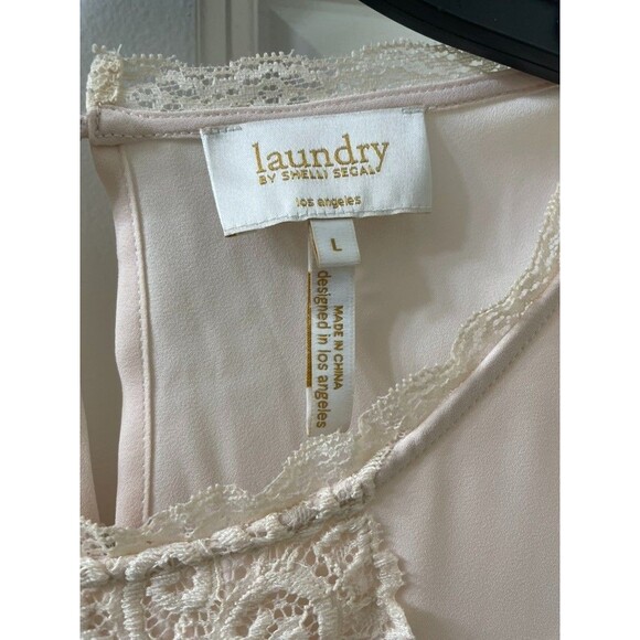 Laundry Shelli Segal Sleeveless Lace Scoop Neck Tank Top Blouse PINK L OFFICE - Picture 2 of 9